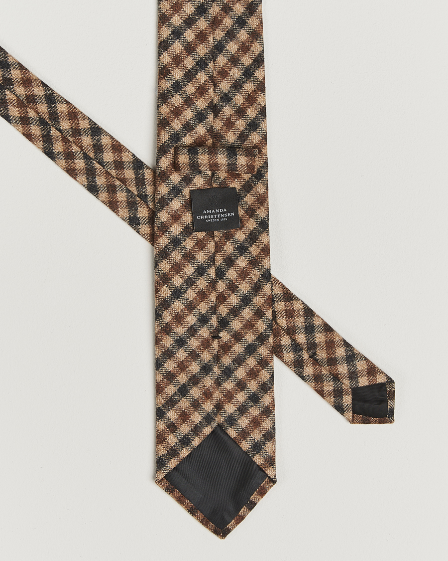 Heren | Stropdassen | Amanda Christensen | Wool Checked 8cm Tie Beige Multi