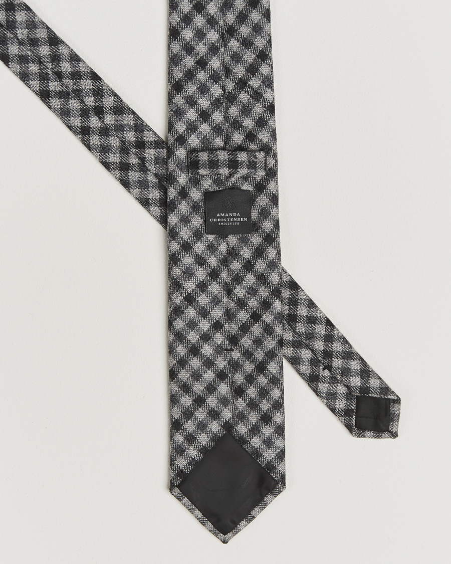 Heren | Stropdassen | Amanda Christensen | Wool Checked 8cm Tie Grey Multi