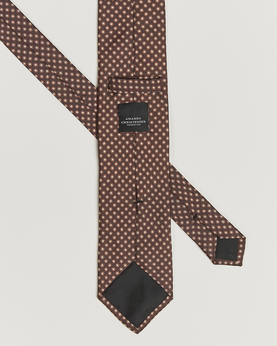 Heren | Stropdassen | Amanda Christensen | Silk Oxford Printed Medallion 8cm Tie Brown