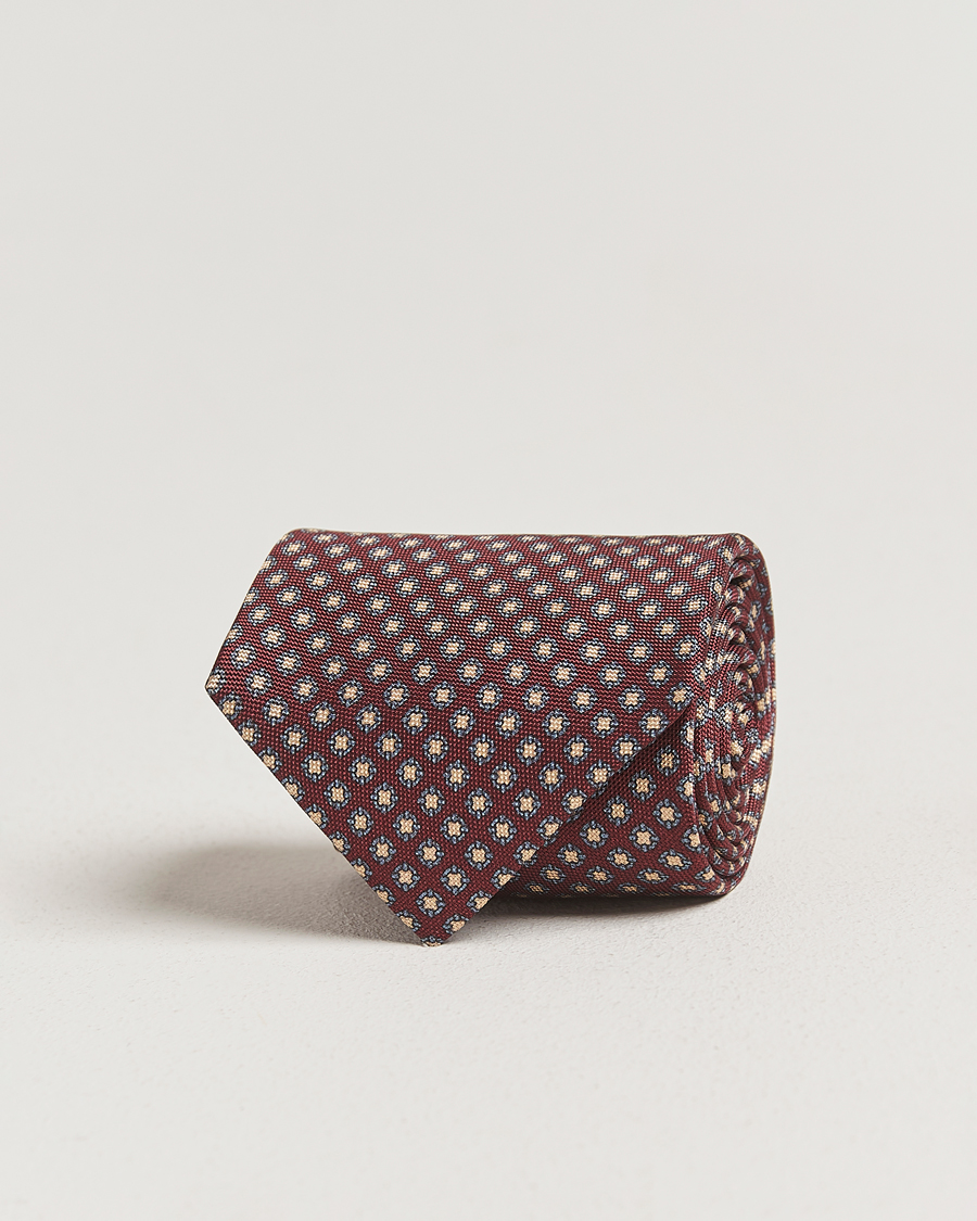 Heren | Stropdassen | Amanda Christensen | Silk Oxford Printed Medallion 8cm Tie Wine