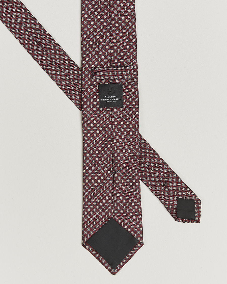 Heren | Stropdassen | Amanda Christensen | Silk Oxford Printed Medallion 8cm Tie Wine