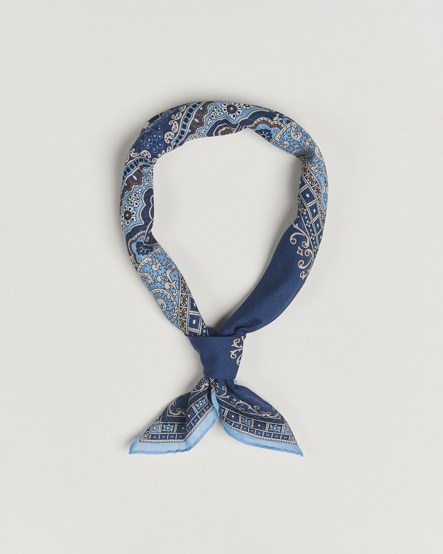 Heren | Sjaals | Amanda Christensen | Cotton Voilé Printed Paisley Bandana Navy