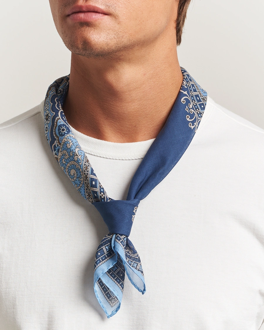 Heren | Sjaals | Amanda Christensen | Cotton Voilé Printed Paisley Bandana Navy