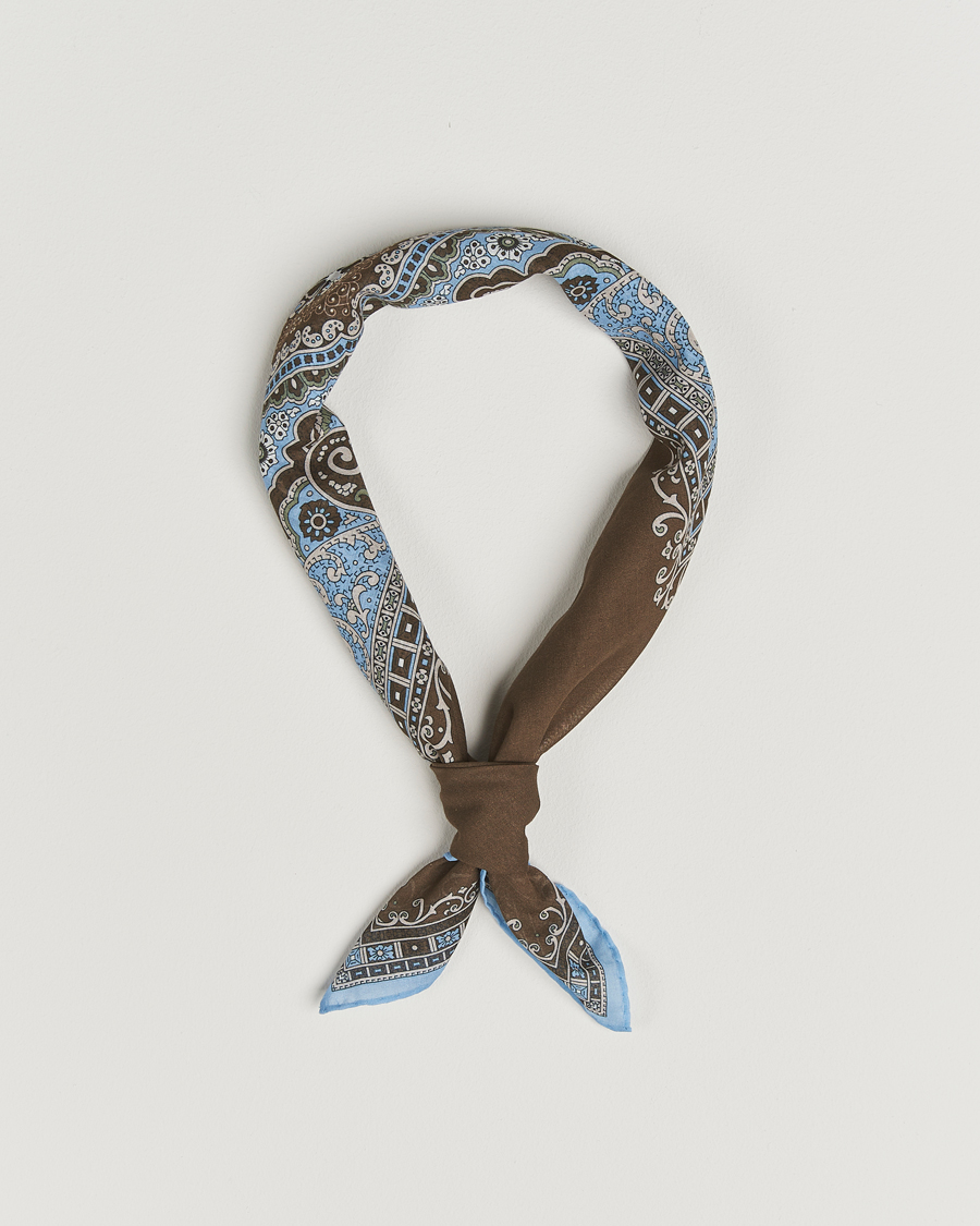 Heren | Sjaals | Amanda Christensen | Cotton Voilé Printed Paisley Bandana Brown