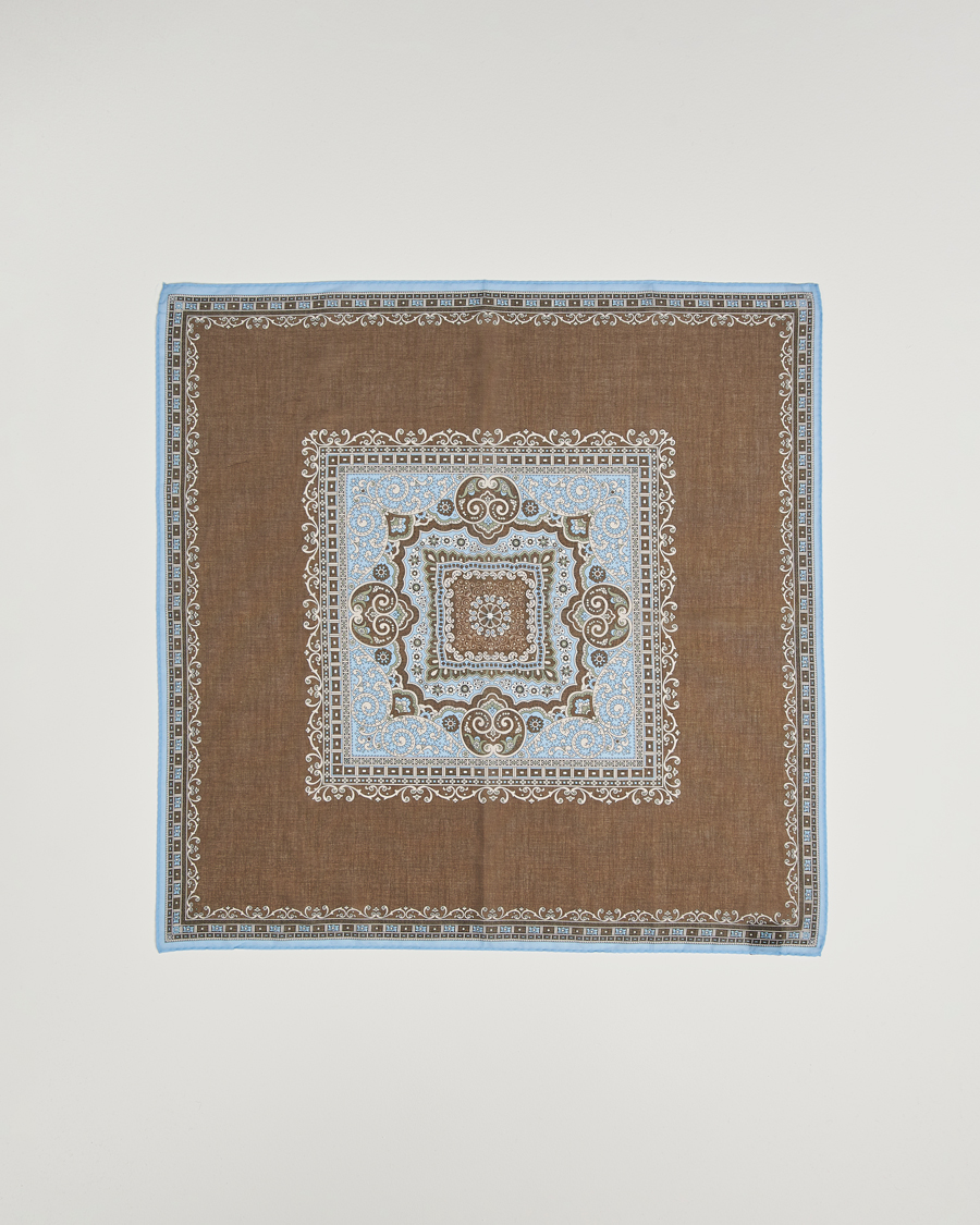 Heren | Sjaals | Amanda Christensen | Cotton Voilé Printed Paisley Bandana Brown