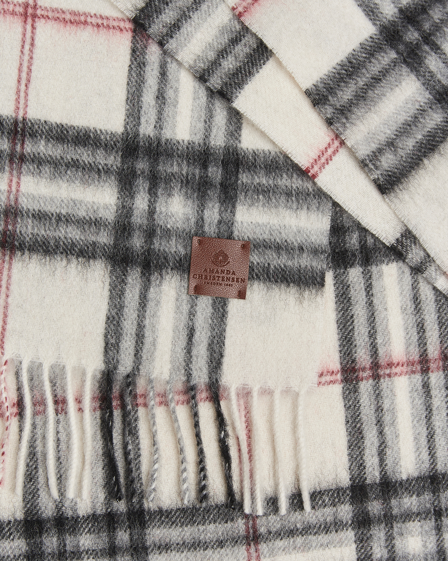 Heren | Sjaals | Amanda Christensen | Merino Wool Check Scarf Cream