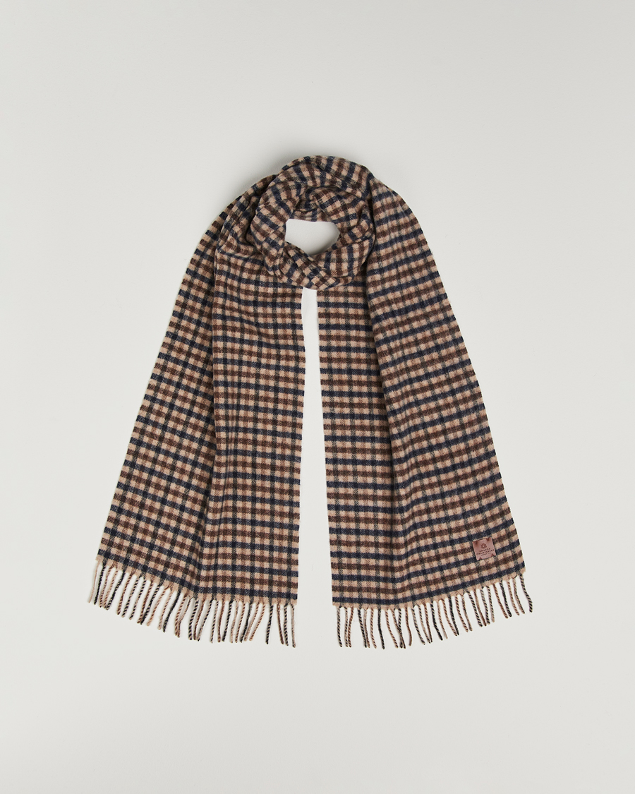 Heren | Sjaals | Amanda Christensen | Merino Wool Check Scarf Navy/Beige