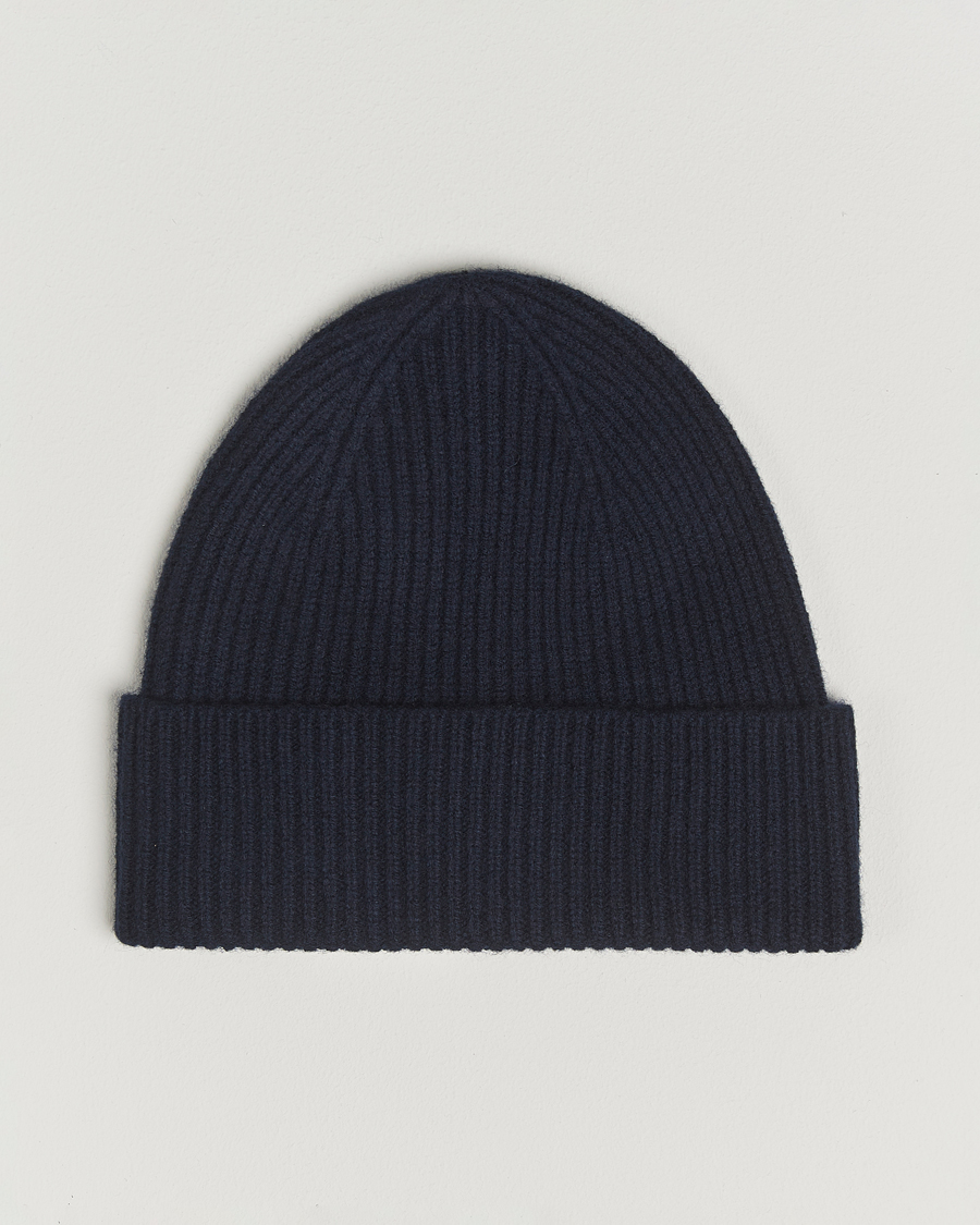 Heren | Mutsen | Amanda Christensen | Rib Knitted Merino Wool Cap Navy