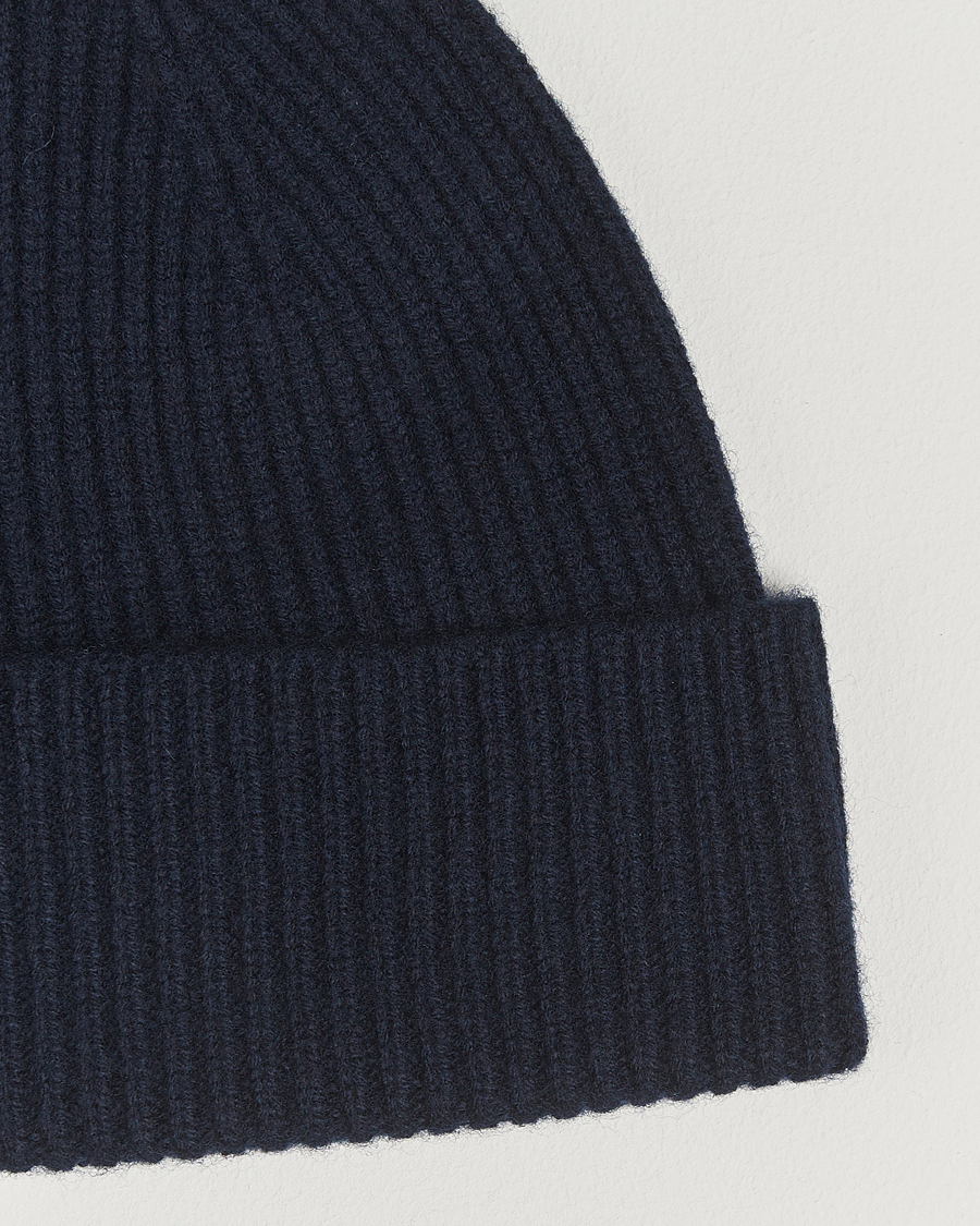 Heren | Mutsen | Amanda Christensen | Rib Knitted Merino Wool Cap Navy