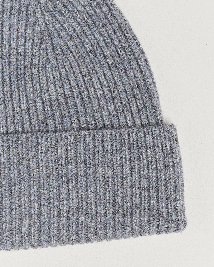 Heren | Mutsen | Amanda Christensen | Rib Knitted Merino Wool Cap Light Grey Melange