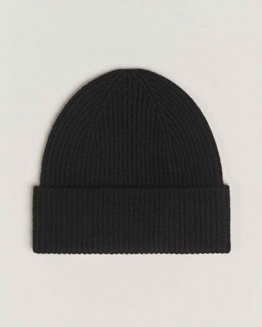Heren | Mutsen | Amanda Christensen | Rib Knitted Merino Wool Cap Black