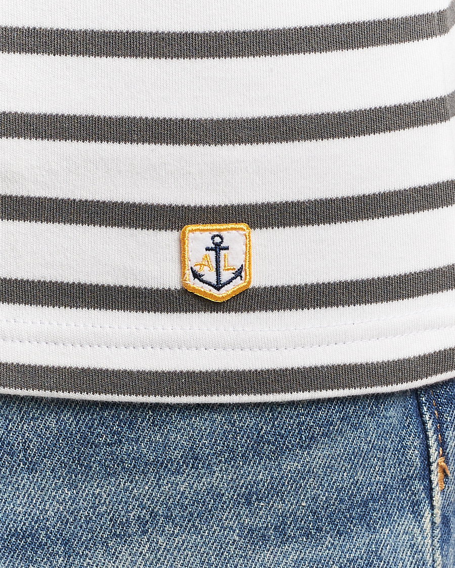 Heren | T-shirts | Armor-lux | Houat Héritage Stripe Long Sleeve T-Shirt Milk/Chiméra