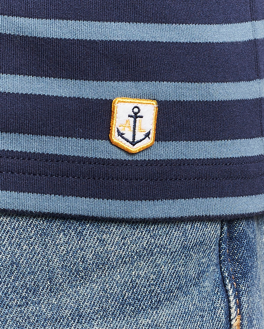 Heren | T-shirts | Armor-lux | Houat Héritage Stripe Long Sleeve T-Shirt Deep Marine/Bluefin