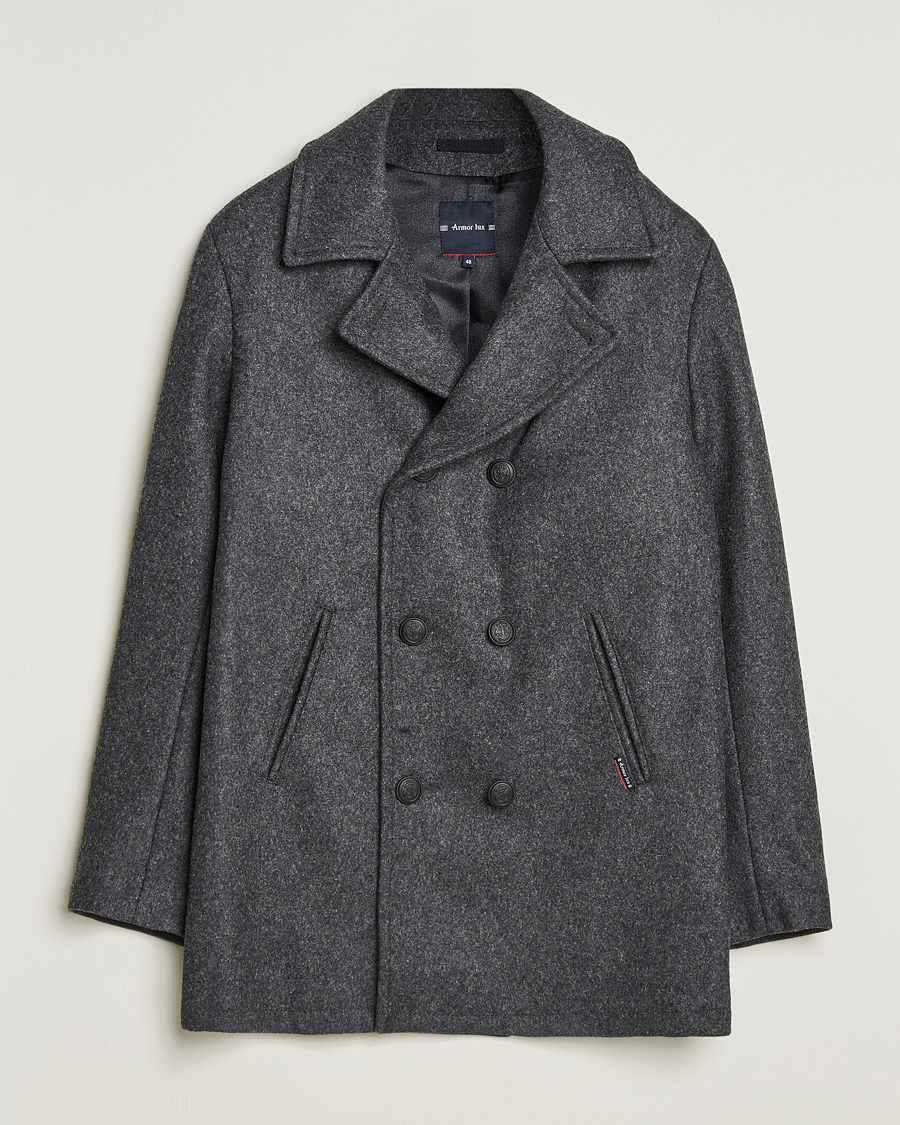Heren | Jassen | Armor-lux | Kermor Wool Peacoat Grey Melange