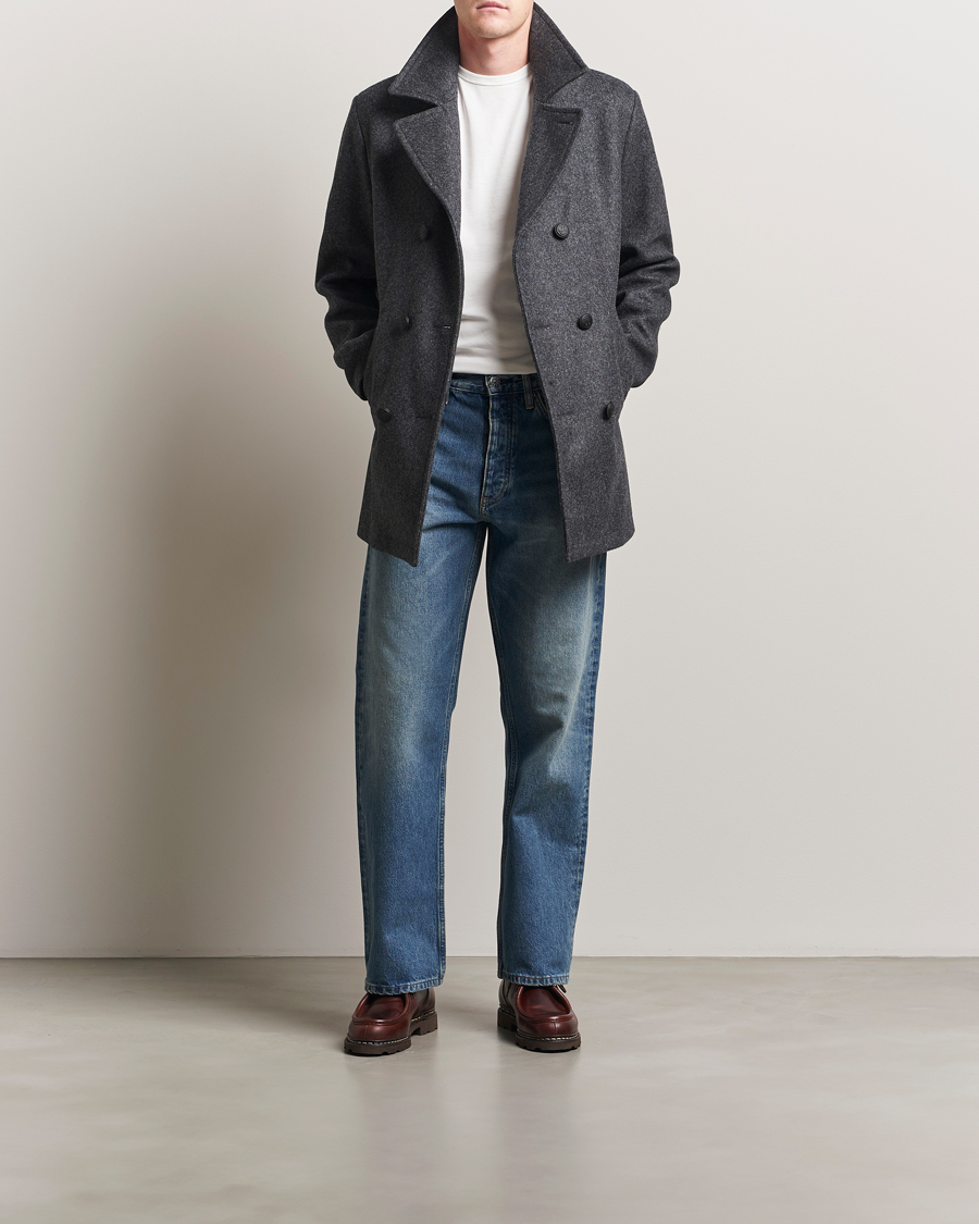 Heren | Jassen | Armor-lux | Kermor Wool Peacoat Grey Melange