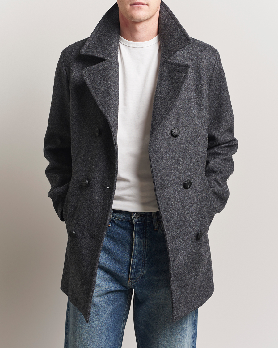 Heren | Jassen | Armor-lux | Kermor Wool Peacoat Grey Melange