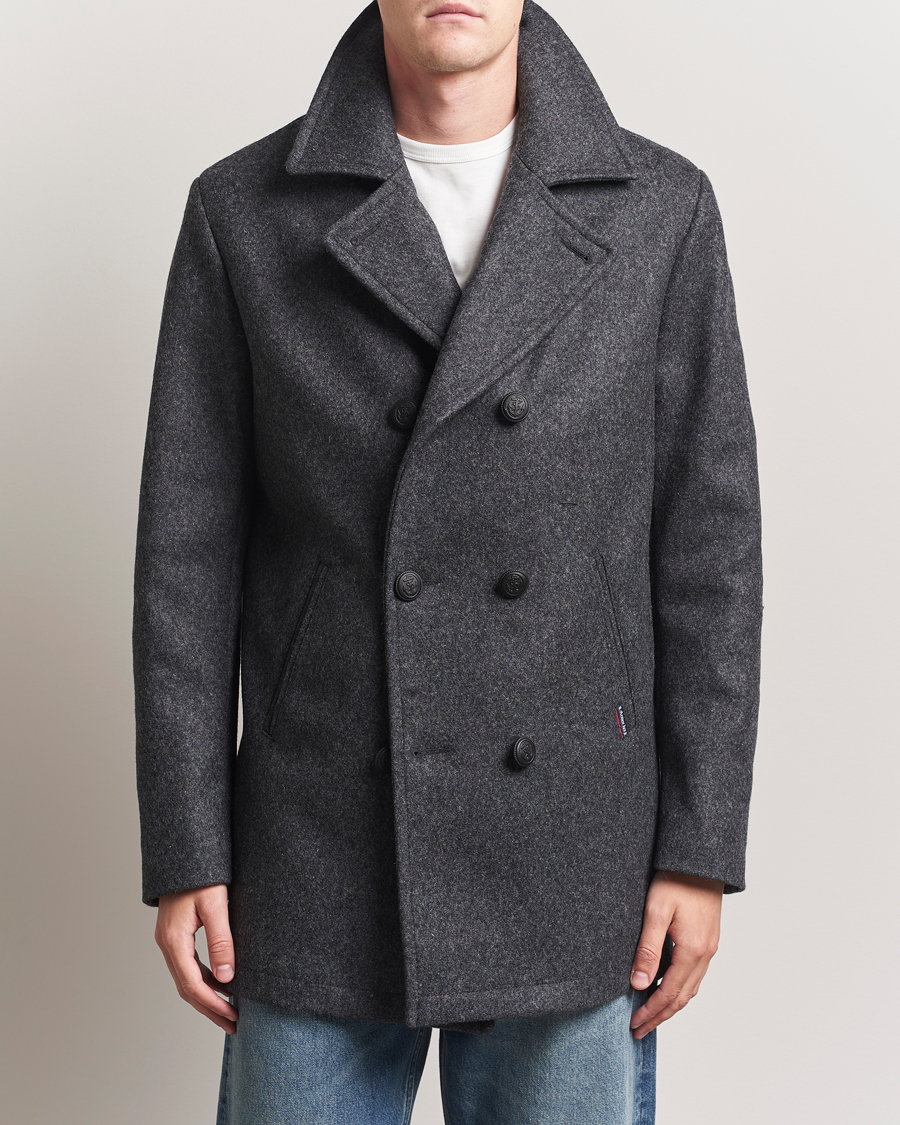 Heren | Jassen | Armor-lux | Kermor Wool Peacoat Grey Melange