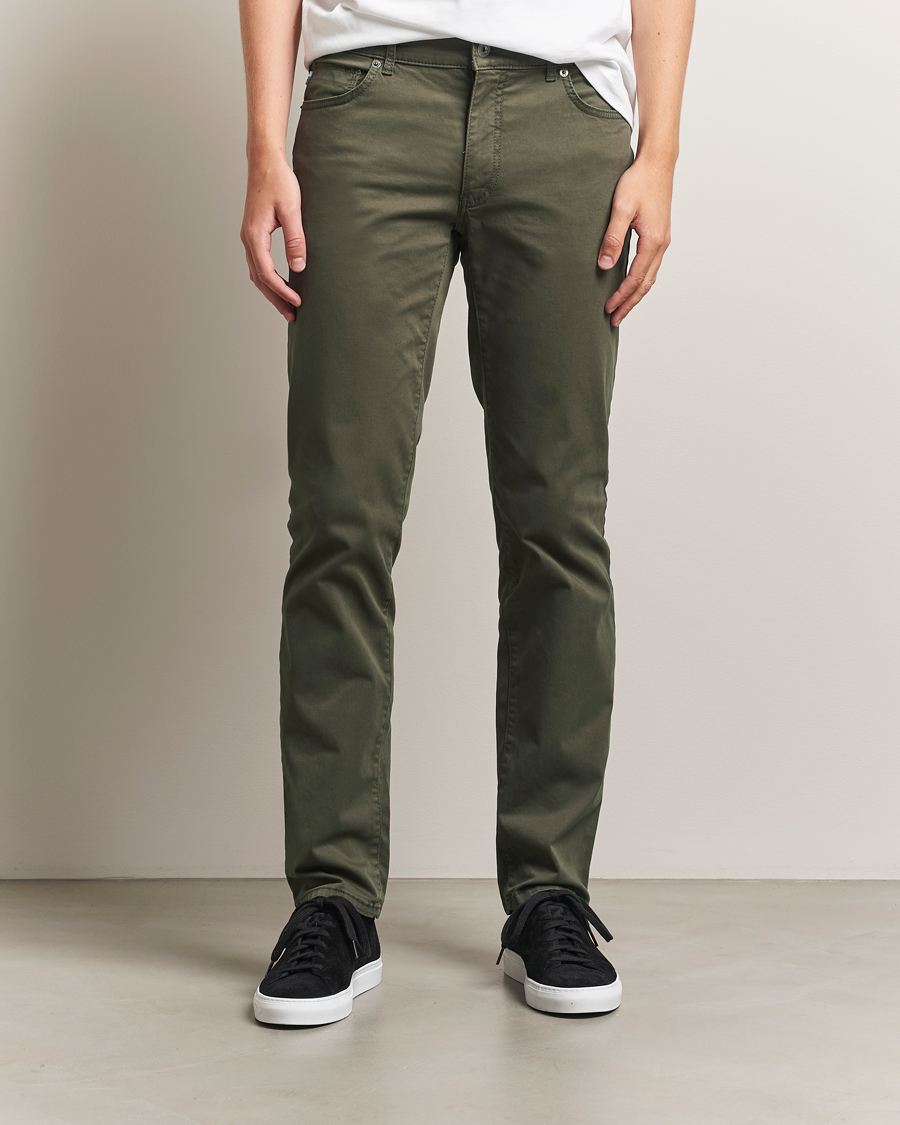 Heren | Broeken | Brax | Cadiz Cotton Satin 5-Pocket Pants Olive