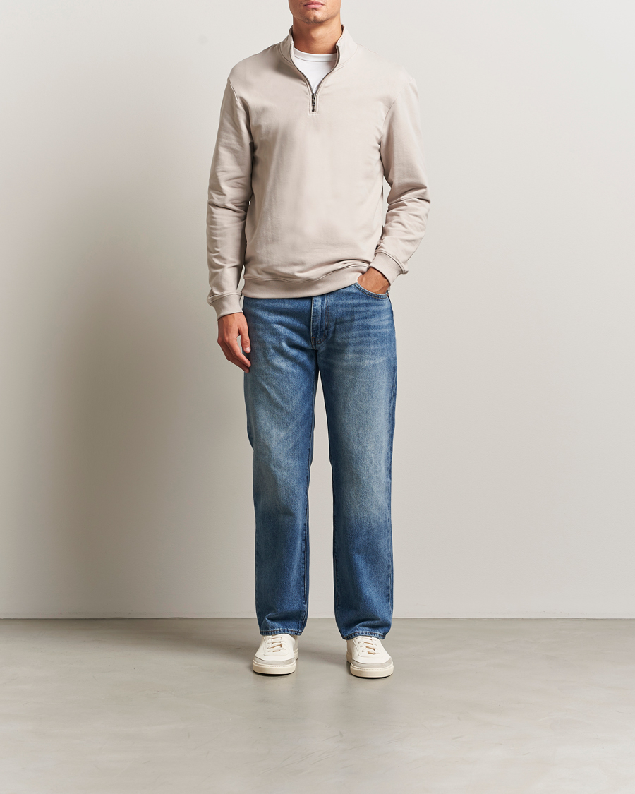 Heren | Truien | Bread & Boxers | Loungewear Half Zip Greige