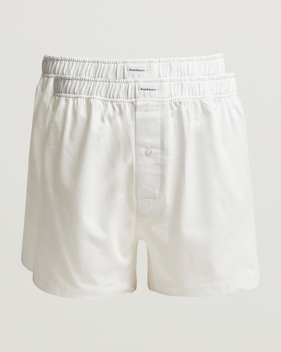 Heren | Ondergoed | Bread & Boxers | 2-Pack Jersey Boxer Shorts White