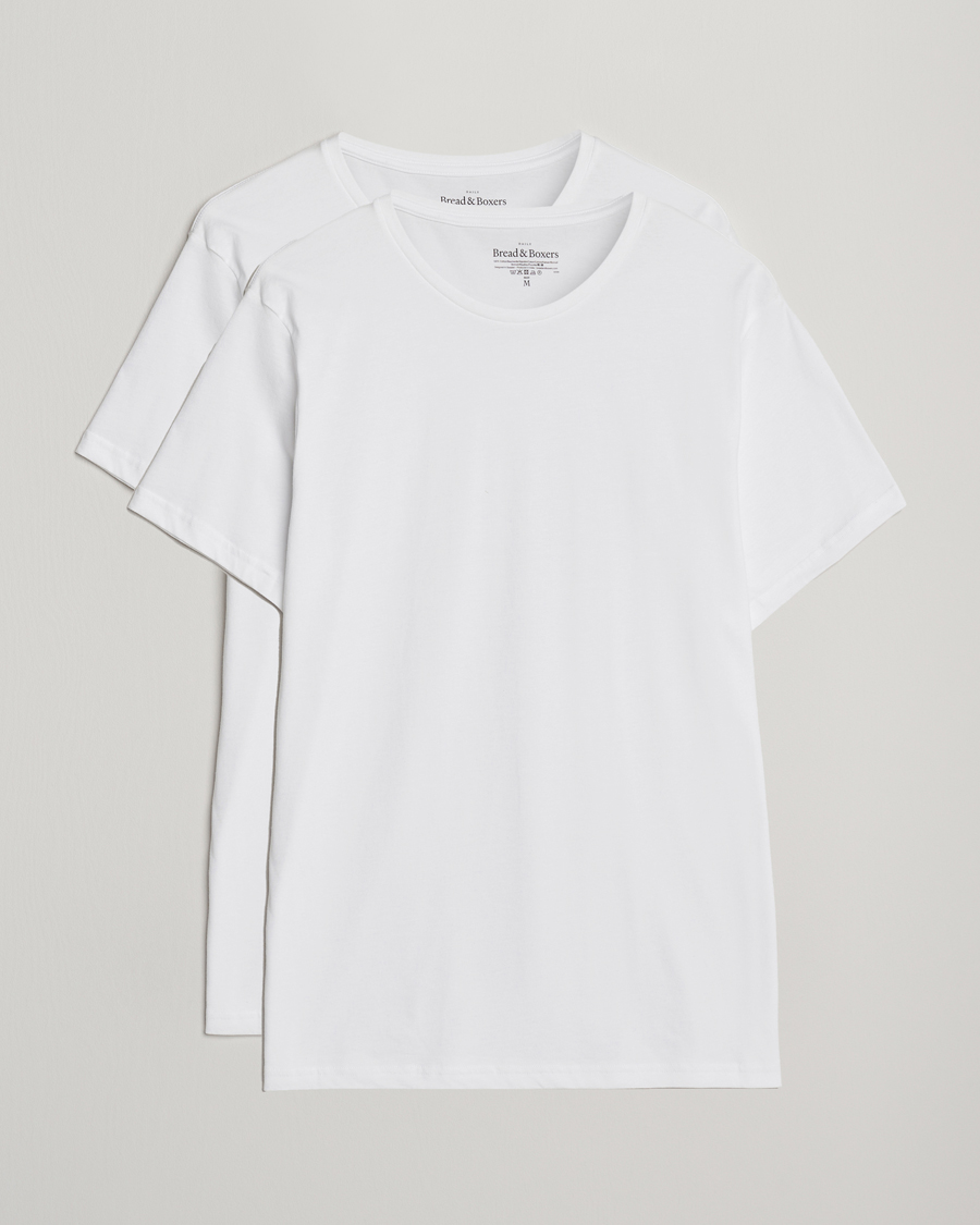 Heren | T-shirts | Bread & Boxers | 2-Pack Lightweight Cotton T-Shirt White
