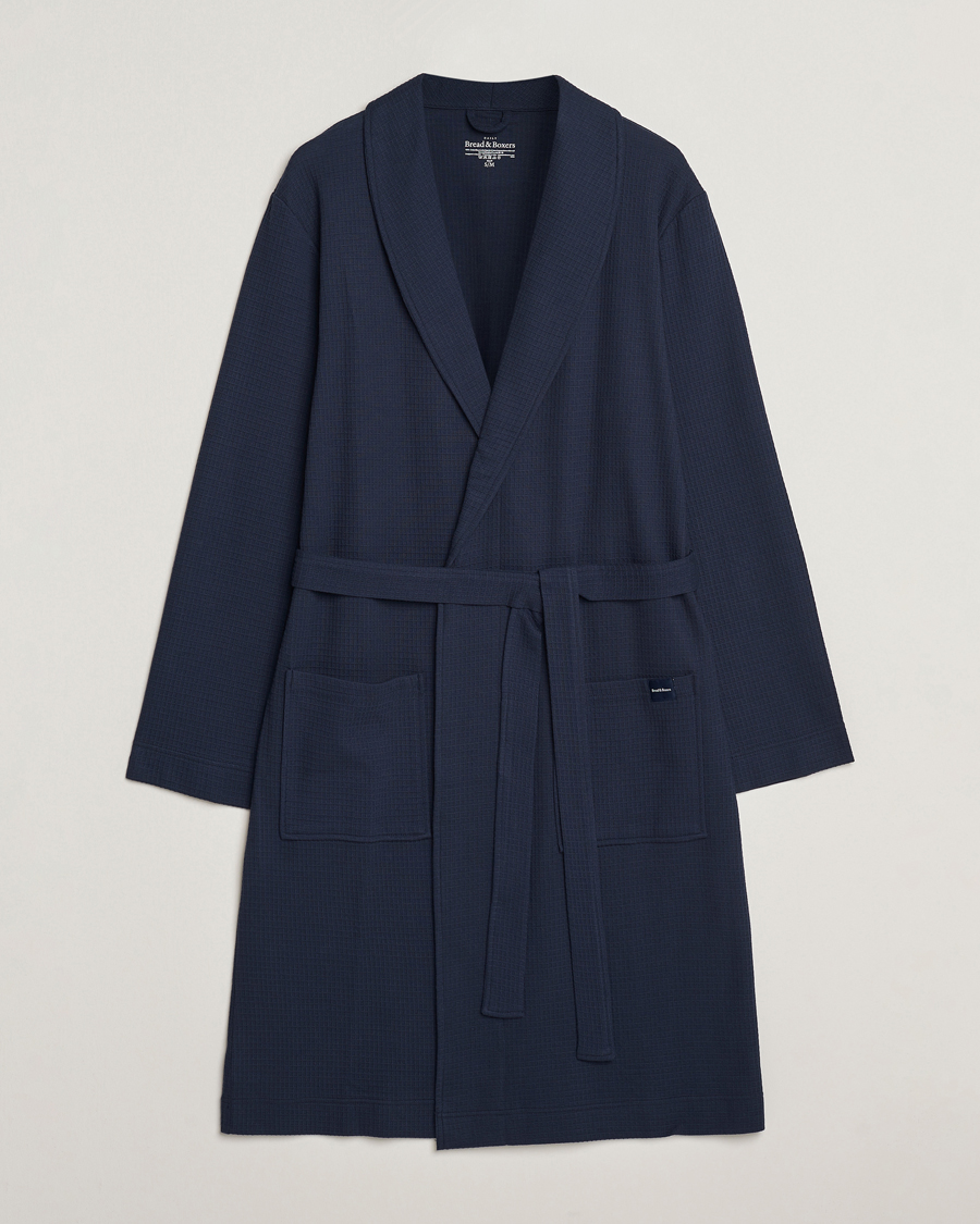 Heren | Pyjama's en gewaden | Bread & Boxers | Waffle Robe Navy Blue