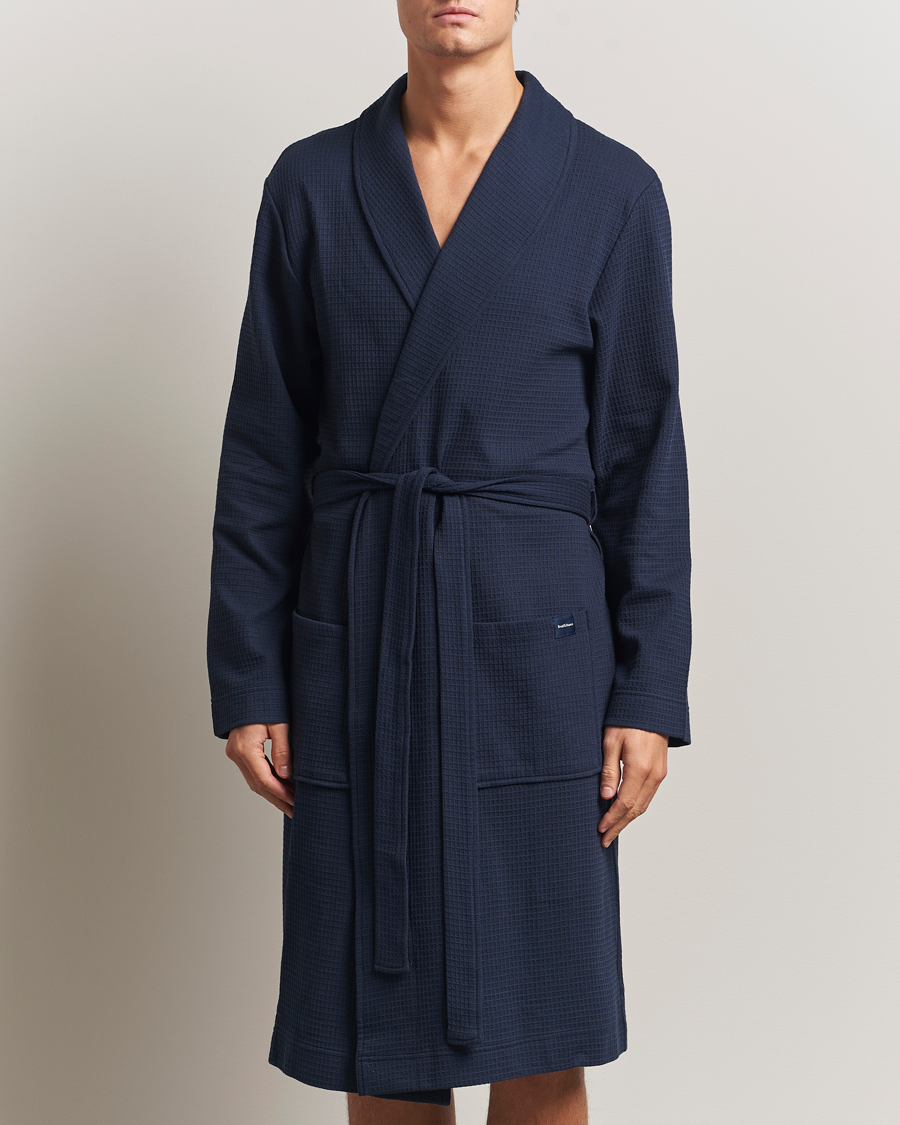 Heren | Pyjama's en gewaden | Bread & Boxers | Waffle Robe Navy Blue