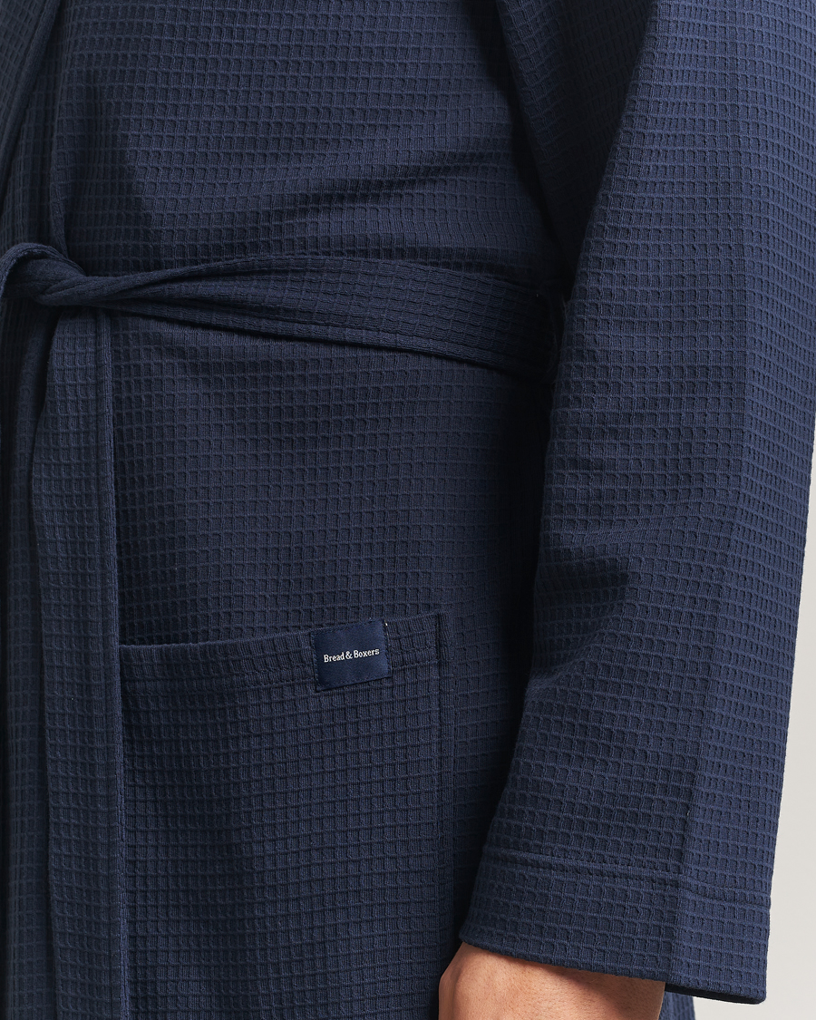Heren | Pyjama's en gewaden | Bread & Boxers | Waffle Robe Navy Blue