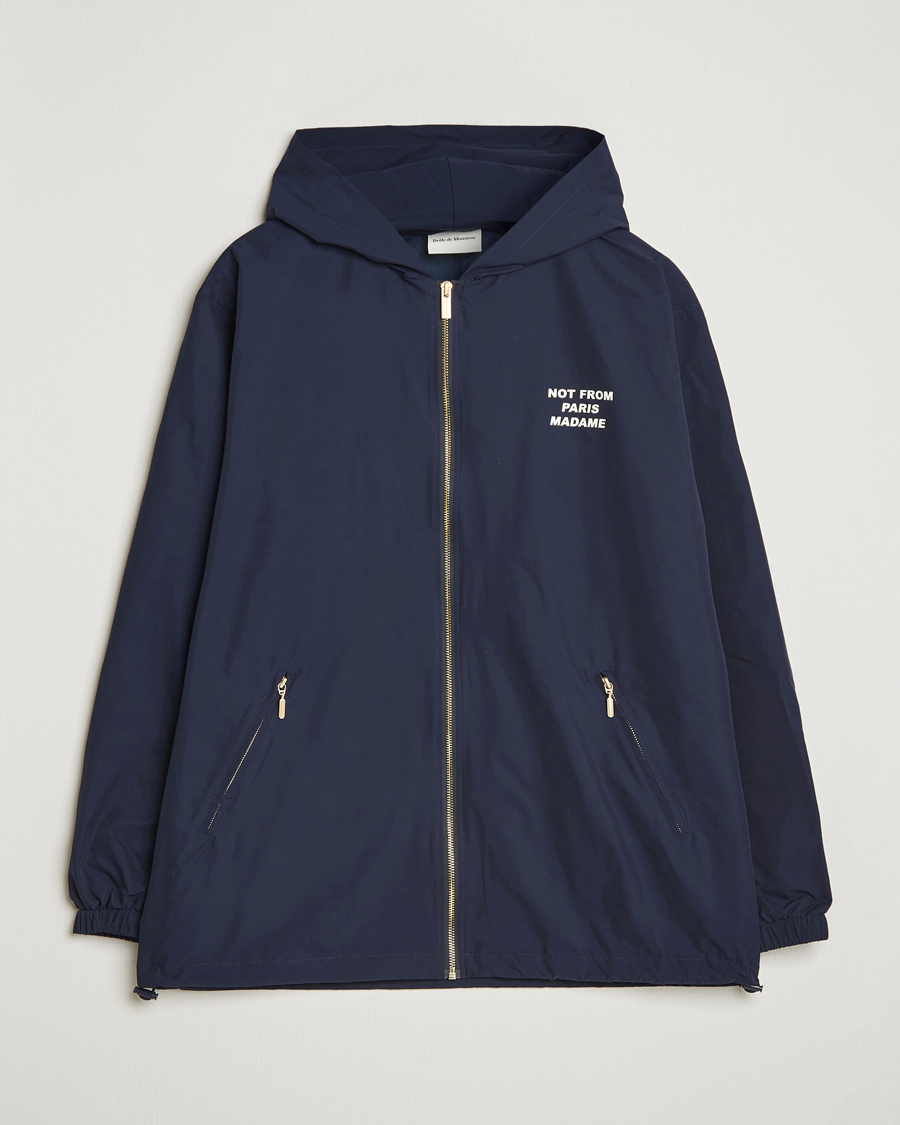Heren | Jassen | Drôle de Monsieur | La Veste Capuche Slogan Jacket Navy