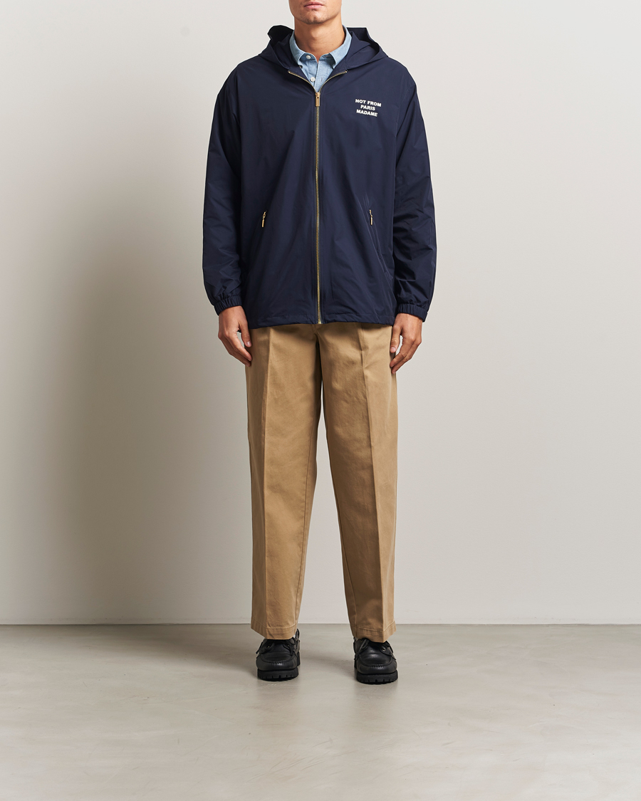 Heren | Jassen | Drôle de Monsieur | La Veste Capuche Slogan Jacket Navy