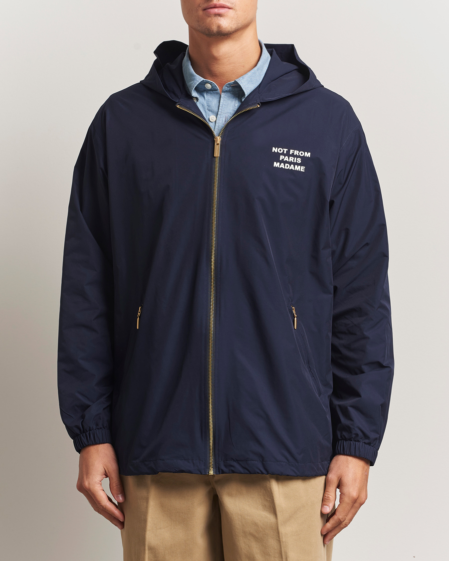 Heren | Jassen | Drôle de Monsieur | La Veste Capuche Slogan Jacket Navy