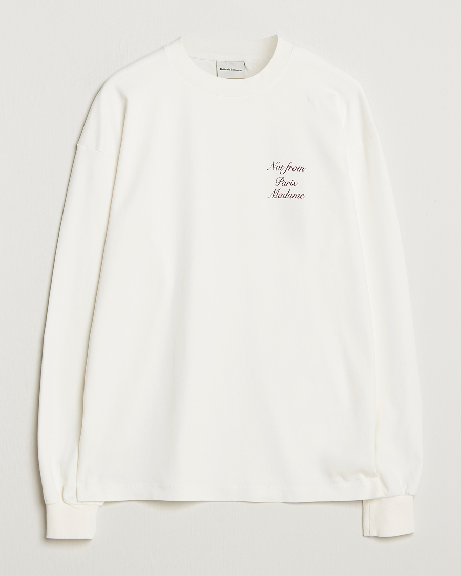 Heren | T-shirts | Drôle de Monsieur | Slogan Calligraphy Long Sleeve T-shirt Off White