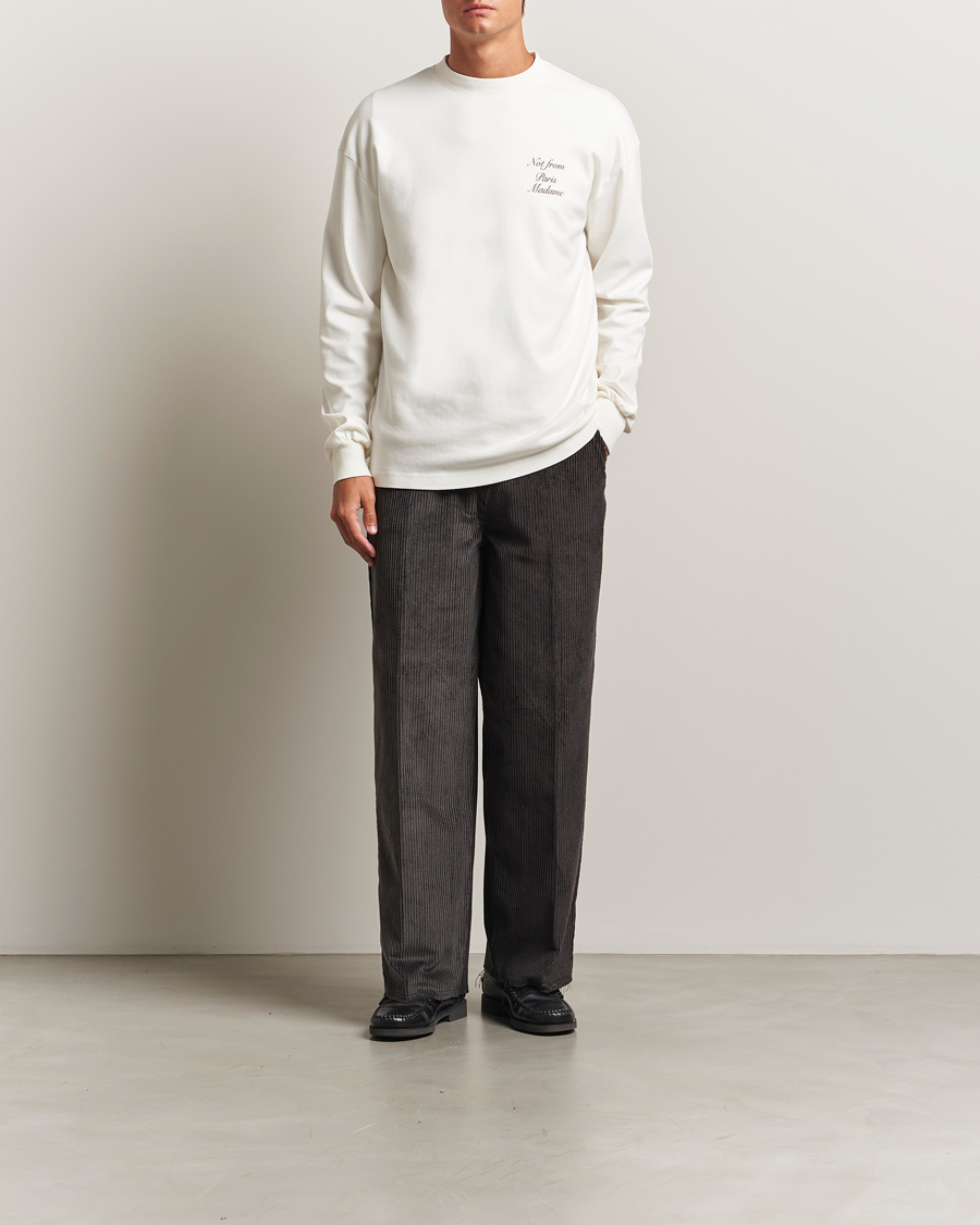 Heren | T-shirts | Drôle de Monsieur | Slogan Calligraphy Long Sleeve T-shirt Off White