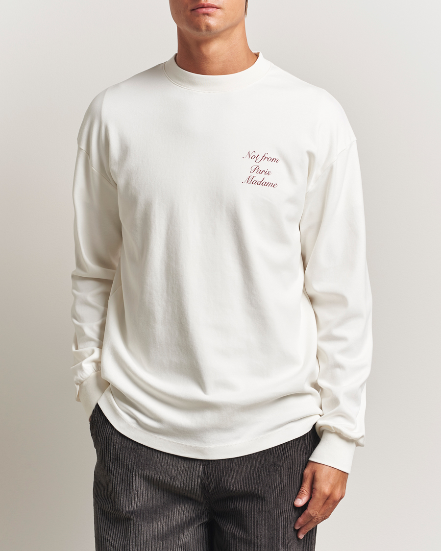 Heren | T-shirts | Drôle de Monsieur | Slogan Calligraphy Long Sleeve T-shirt Off White