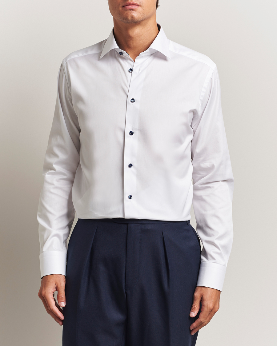 Heren | Overhemden | Eton | Slim Fit Signature Twill Contrast Shirt White