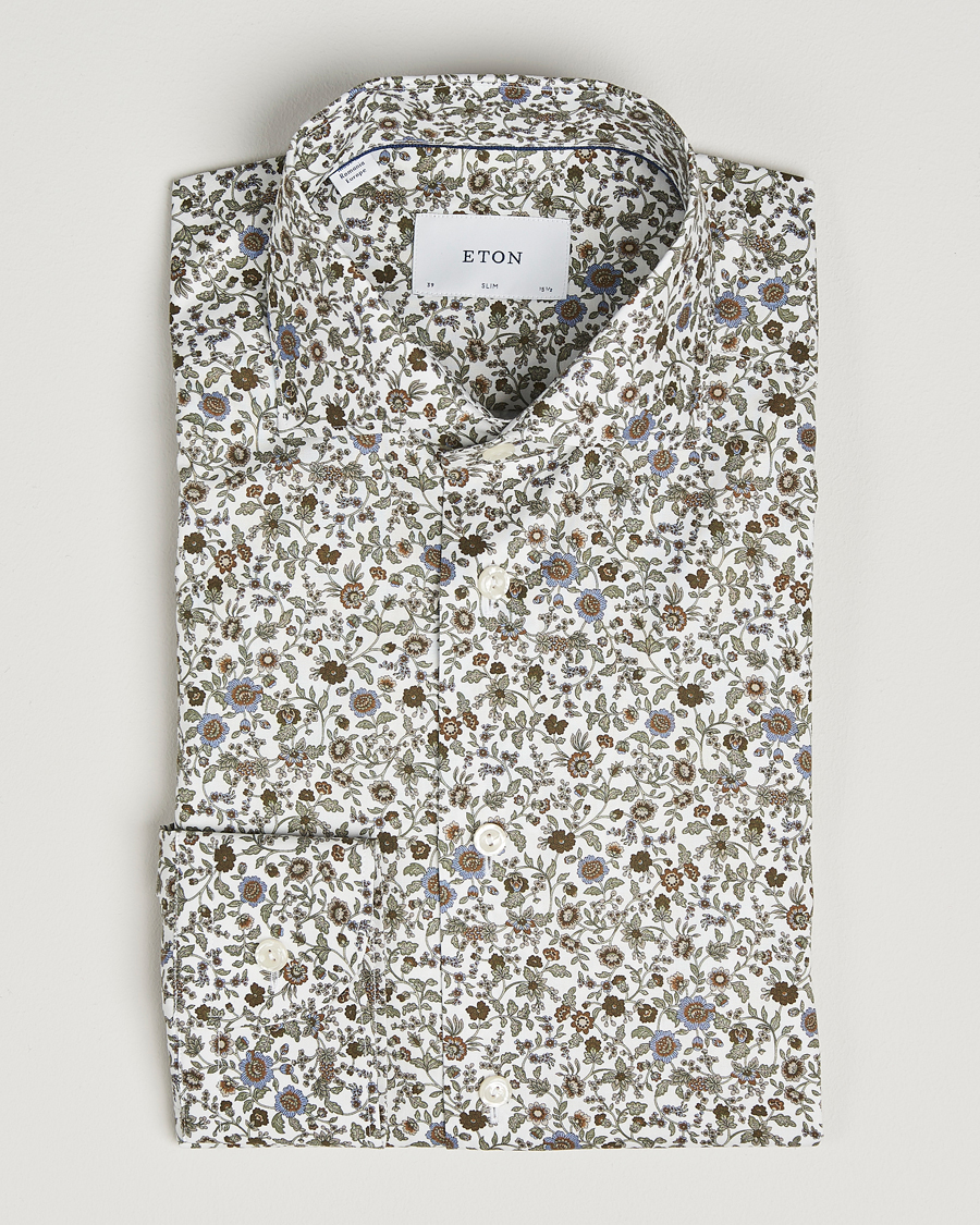 Heren | Overhemden | Eton | Slim Fit Signature Twill Floral Print Shirt White