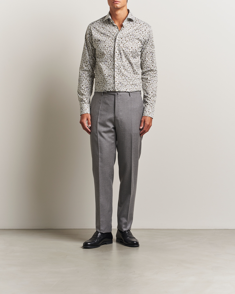 Heren | Overhemden | Eton | Slim Fit Signature Twill Floral Print Shirt White