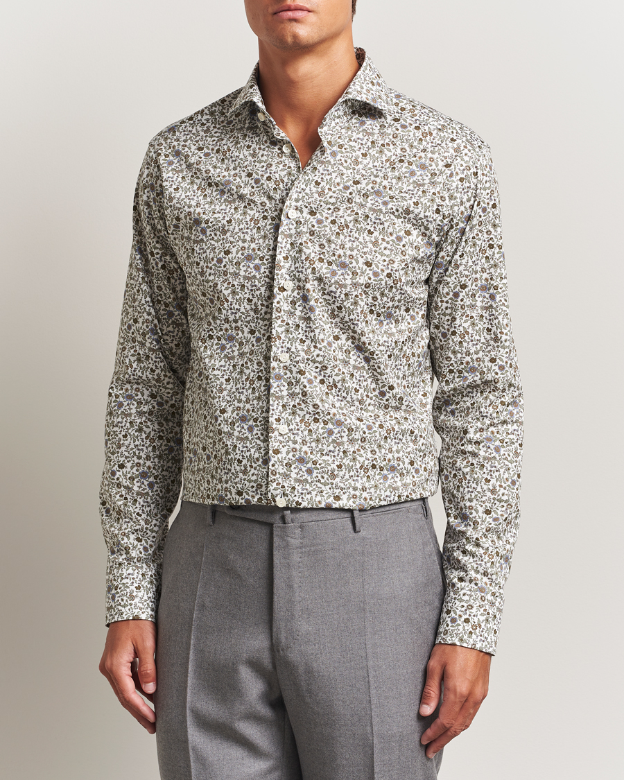 Heren | Overhemden | Eton | Slim Fit Signature Twill Floral Print Shirt White