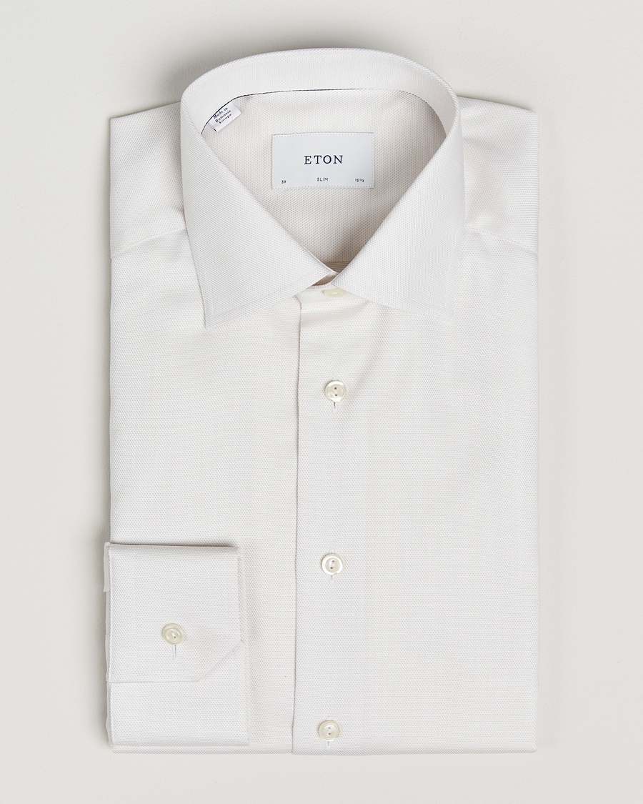 Heren | Overhemden | Eton | Slim Fit Fine Twill Shirt Light Beige