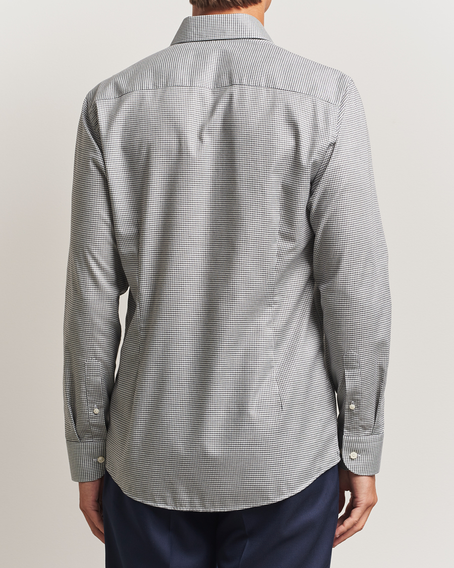 Heren | Overhemden | Eton | Slim Fit Checked Wrinkle Free Flannel Shirt Dark Grey