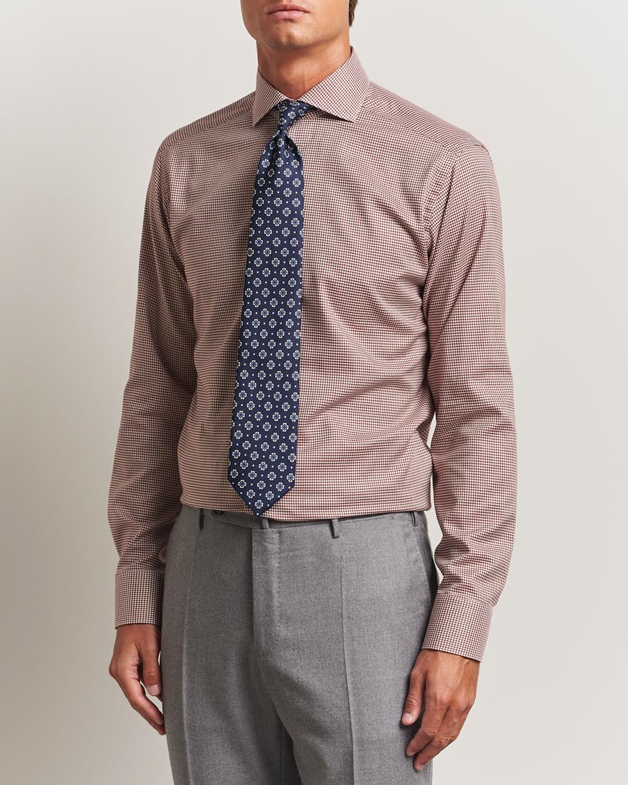 Heren | Overhemden | Eton | Slim Fit Checked Wrinkle Free Flannel Shirt Red