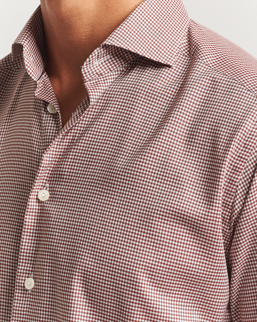 Heren | Overhemden | Eton | Slim Fit Checked Wrinkle Free Flannel Shirt Red