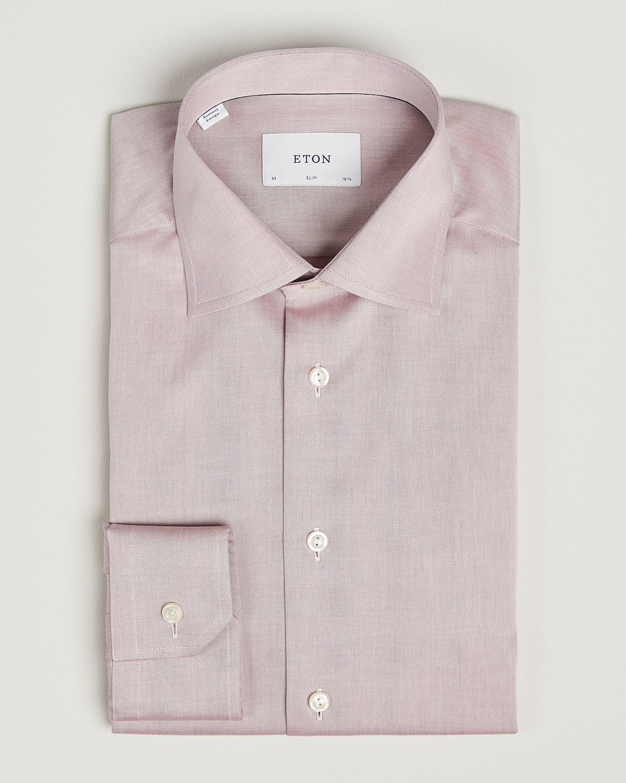 Heren | Overhemden | Eton | Slim Fit Signature Twill Shirt Brown