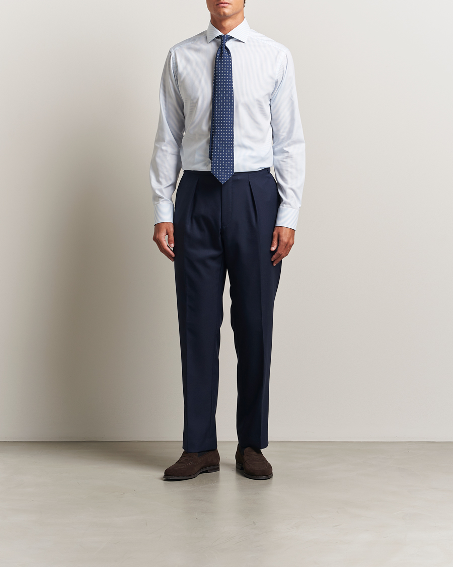 Heren | Overhemden | Eton | Slim Fit Bengal Striped Oxford Shirt Light Blue