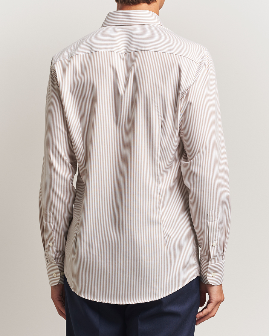 Heren | Overhemden | Eton | Slim Fit Bengal Striped Oxford Shirt Beige
