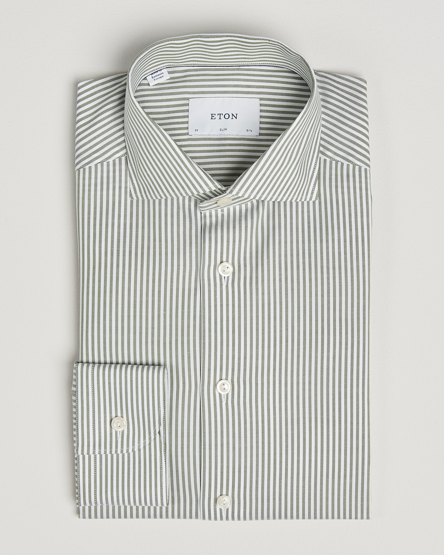 Heren | Overhemden | Eton | Slim Fit Bengal Striped Oxford Shirt Green