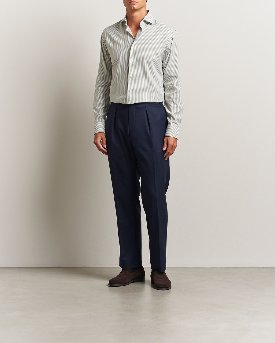 Heren | Overhemden | Eton | Slim Fit Bengal Striped Oxford Shirt Green