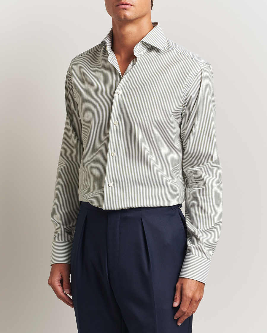 Heren | Overhemden | Eton | Slim Fit Bengal Striped Oxford Shirt Green