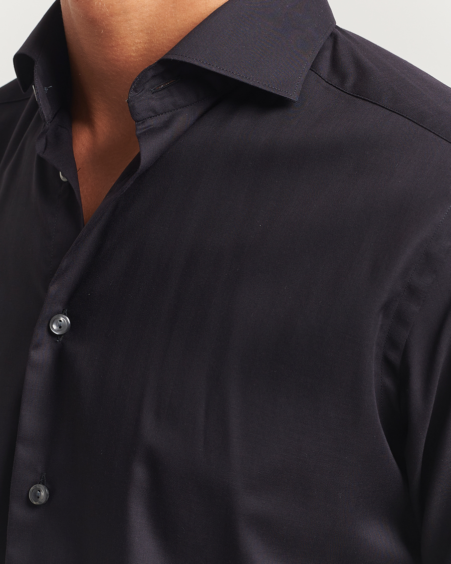 Heren | Overhemden | Eton | Slim Fit Wrinkle Free Flannel Shirt Black