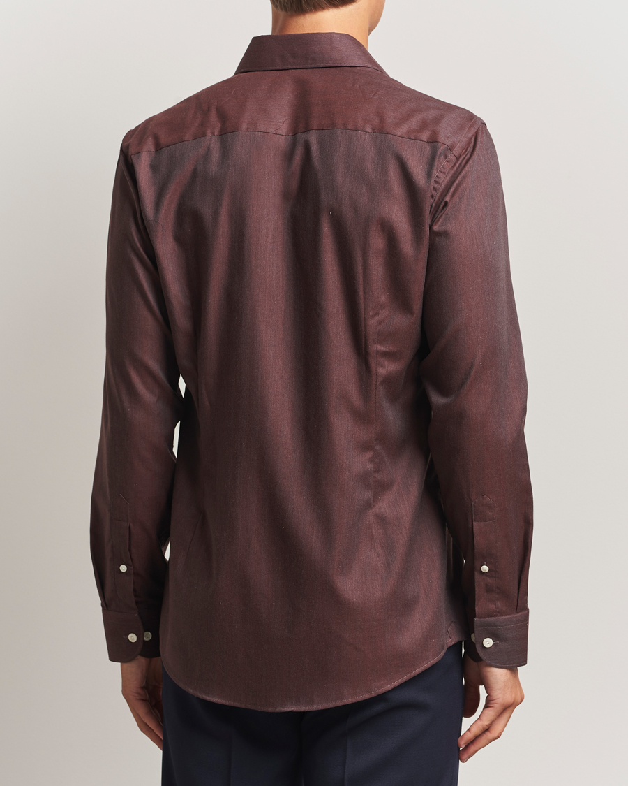 Heren | Overhemden | Eton | Slim Fit Wrinkle Free Flannel Shirt Dark Red